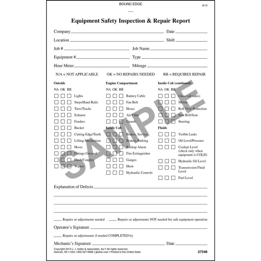 General Equipment Inspection Book 27348 (Qty 50 Units) American Pride