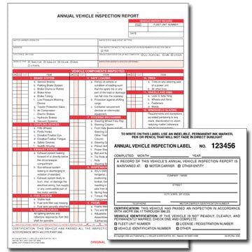 Keller 15048 Annual Vehicle Inspection Report with Label J.J 