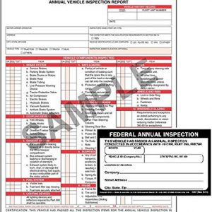 1340 54SN Annual Vehicle Inspection Report Multipack Bundle Lot 10 Each J.J 400-FS-C3 Label Keller 3128