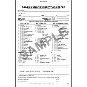 Detailed Driver’s Vehicle Inspection Report With Pre-/Post-Trip, 2-Ply, Carbonless – Stock (Qty: 10 Units)