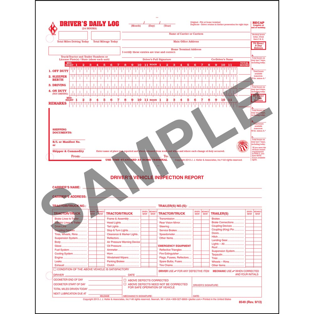 Carbonless Loose-Leaf Driver's Daily Logbooks - DDL