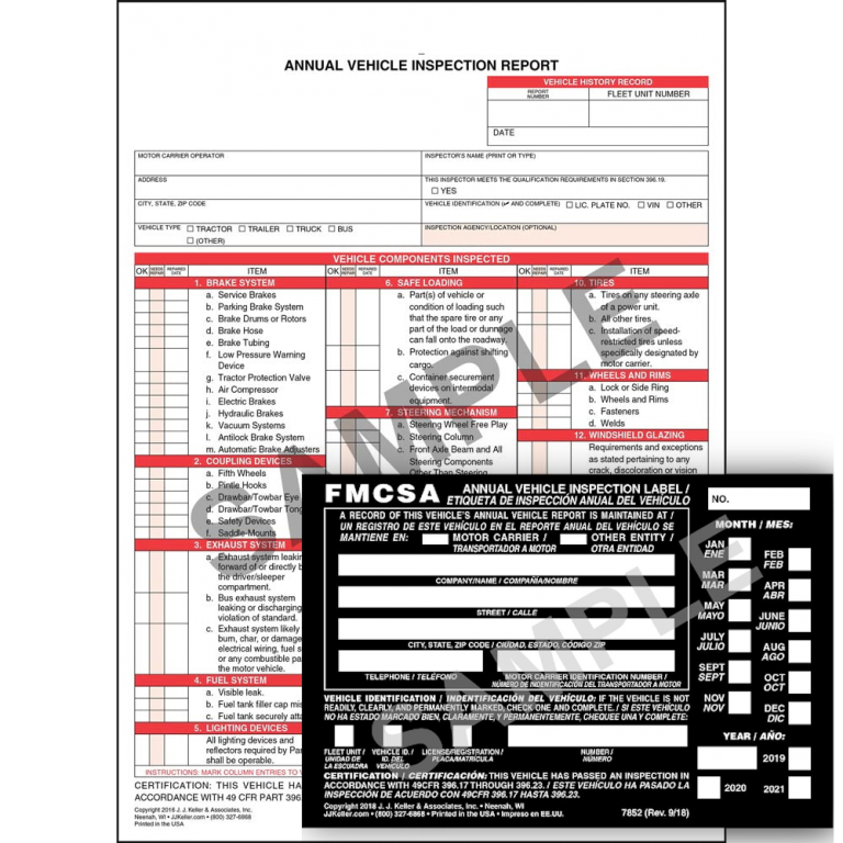 Annual Vehicle Inspection Report, 2Ply, Carbonless and Annual Vehicle