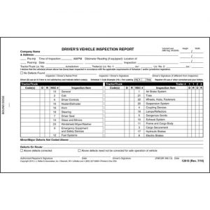 Vertical Format 2-Ply Qty: 5 Units Book Format Stock Carbonless Simplified Drivers Vehicle Inspection Report 
