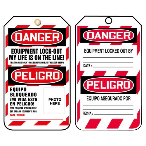 Bilingual Lockout/Tagout Tag – Danger Equipment Lock Out My Life Is On ...