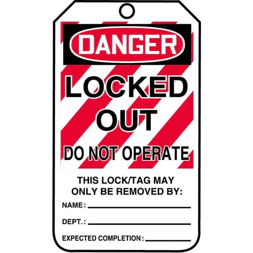 Lockout/Tagout Tag – Danger Locked Out Do Not Operate – 25-Pack Plastic ...