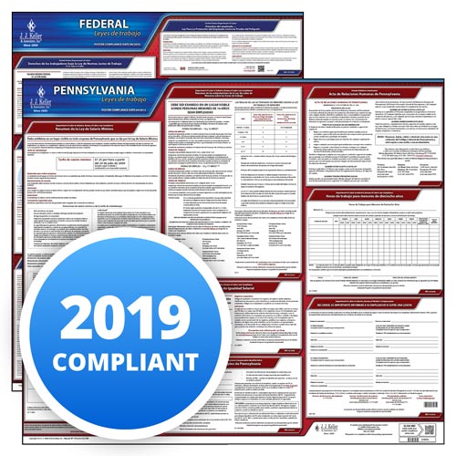 State Laminated Mandatory All in One Poster 2019 Pennsylvania Labor Law Poster OSHA Compliant Federal Spanish 