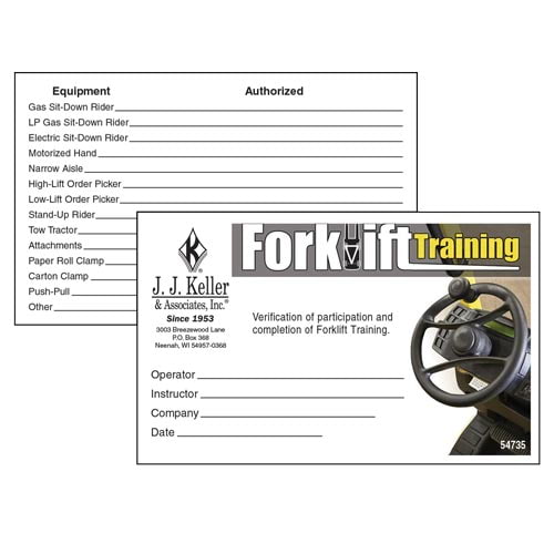 Forklift Training – Wallet Cards – Wallet Cards – English (Part # 54735