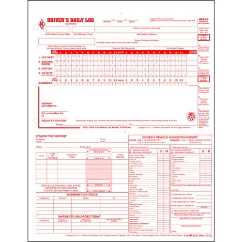 31 Days, Driver Daily Log Book with Detailed DVIR & Daily Recap, 2-Ply,  Carbon