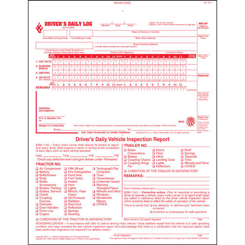 Scannable Driver's Daily Log Book, 2-Ply, w/Carbon, w/Recap, Blue - Stock