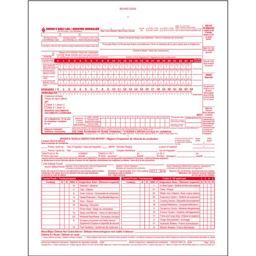 Canadian 2-In-1 Driver's Daily Log Book, Bilingual, 2-Ply