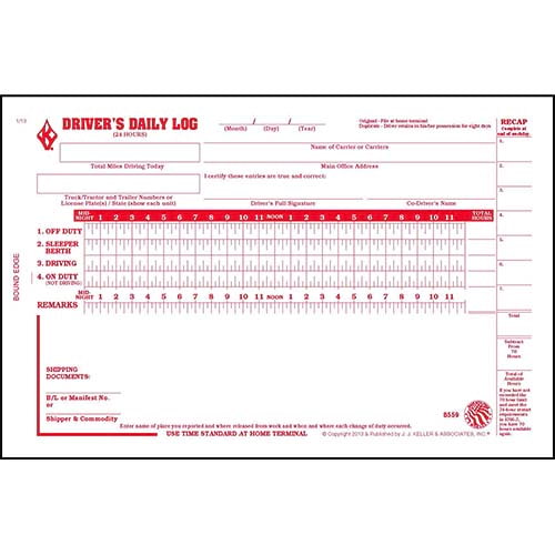 Driver's Daily Log Book w/Detailed DVIR, 70-Hour/8-Day Recap - Personalized