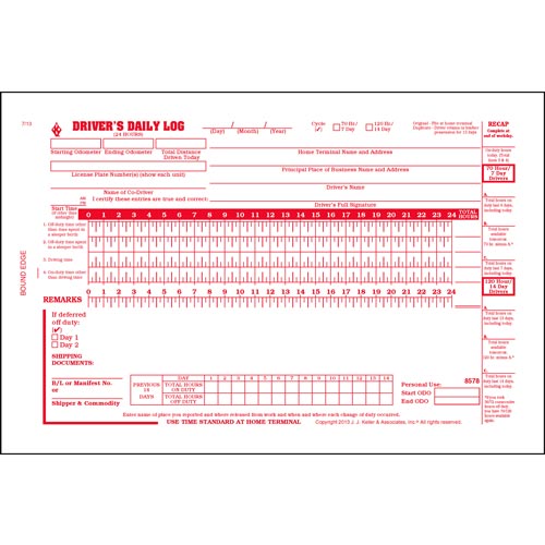 662-LD Canadian Driver's Daily Log Book English/French with Detailed DVIR  No Recap