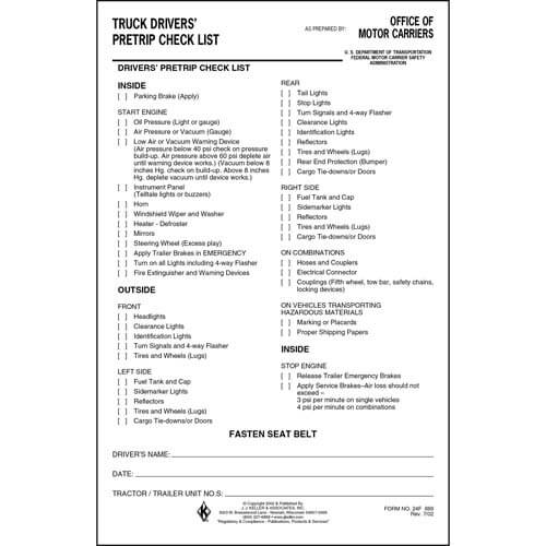 kentucky cdl pre trip inspection checklist