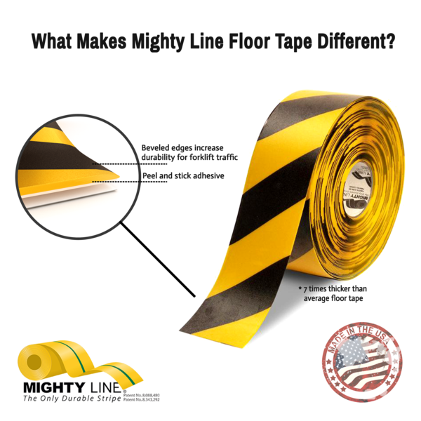 2” Yellow Floor Tape with Black Chevrons